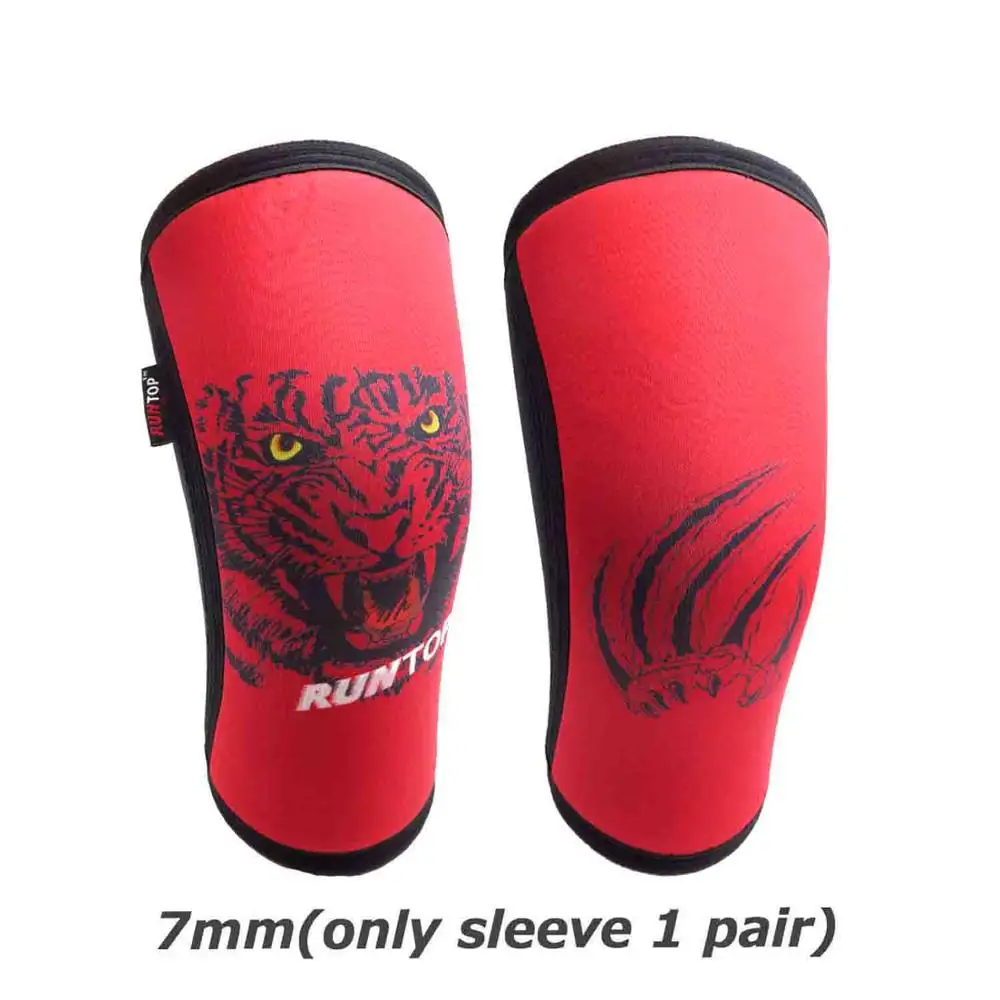 TIGER RUNTOP 7 мм Неопреновые наколенники Crossfit WODS приседания Тяжелая атлетика Powerlifting фитнес наколенники Поддержка Brace cap компрессия - Цвет: TIGER
