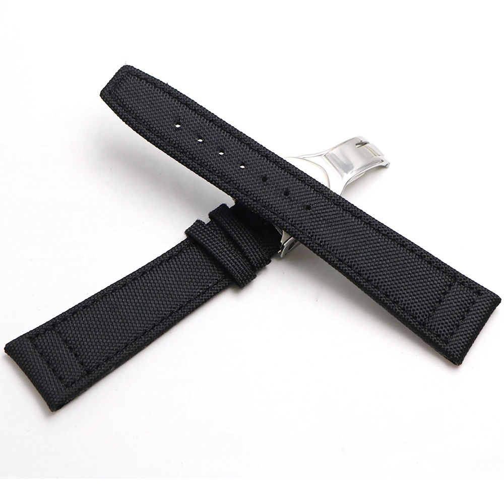 Rolamy Watch Band 20 21 22mm  Nylon Fabric Leather For Tudor Omega IWC Rolex Replacement Wrist  Loops Strap Deployment Clasp