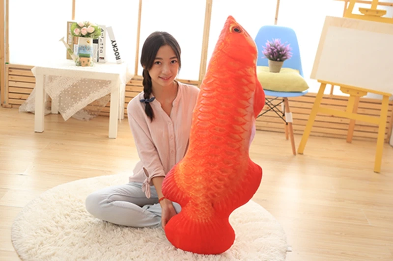 Милая креативная плюшевая игрушка в виде красной рыбы мягкая подушка Arowana кукла