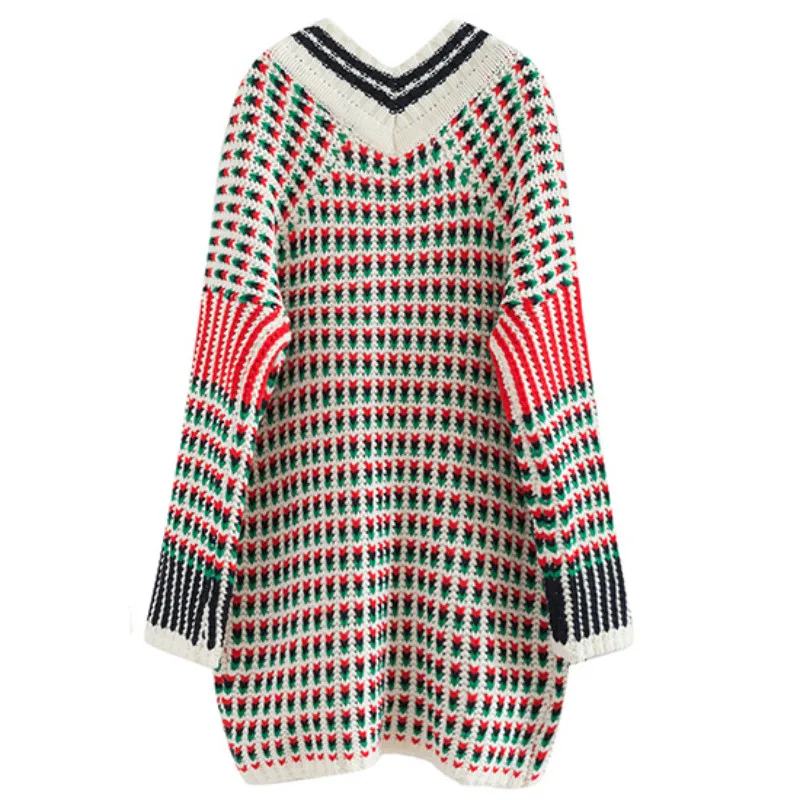 Весна и осень женский свитер верхняя одежда 2018 новый модный разноцветный вязаный