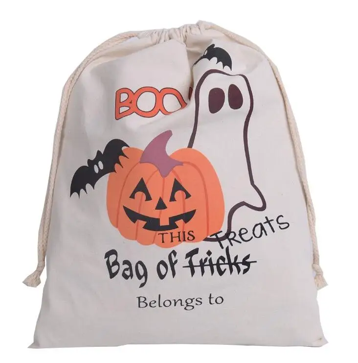 30 pcs 2017 New Halloween Sacks Bag Canvas Personalized Children Candy Gifts Pumpkin Spider treat or trick Drawstring Bags | Дом и сад