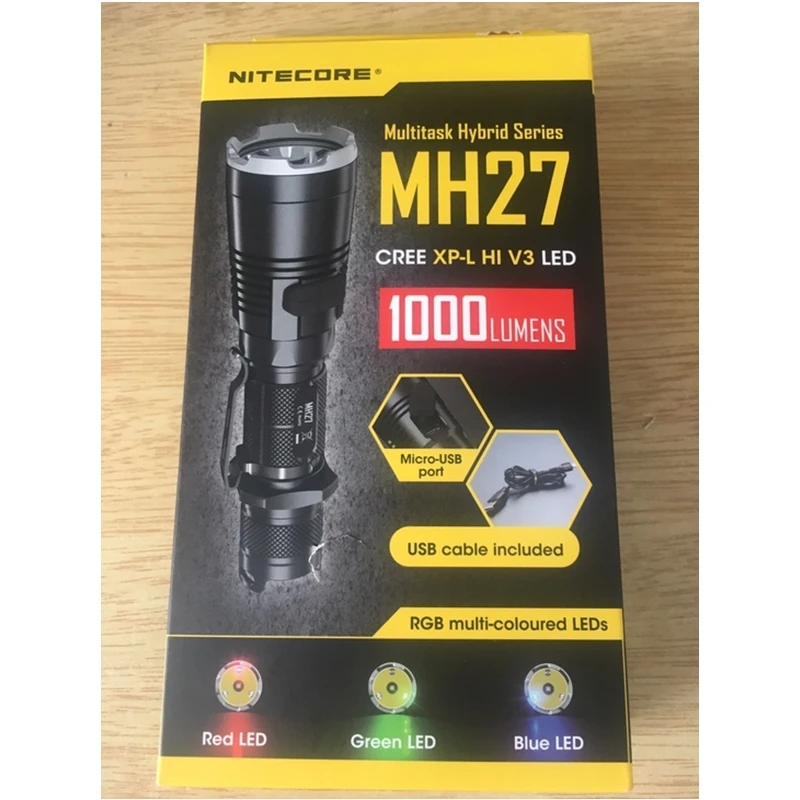 NITECORE MH27 тактический флэш светильник XP L HI V3 светодиодный Макс 1000 Люмен USB