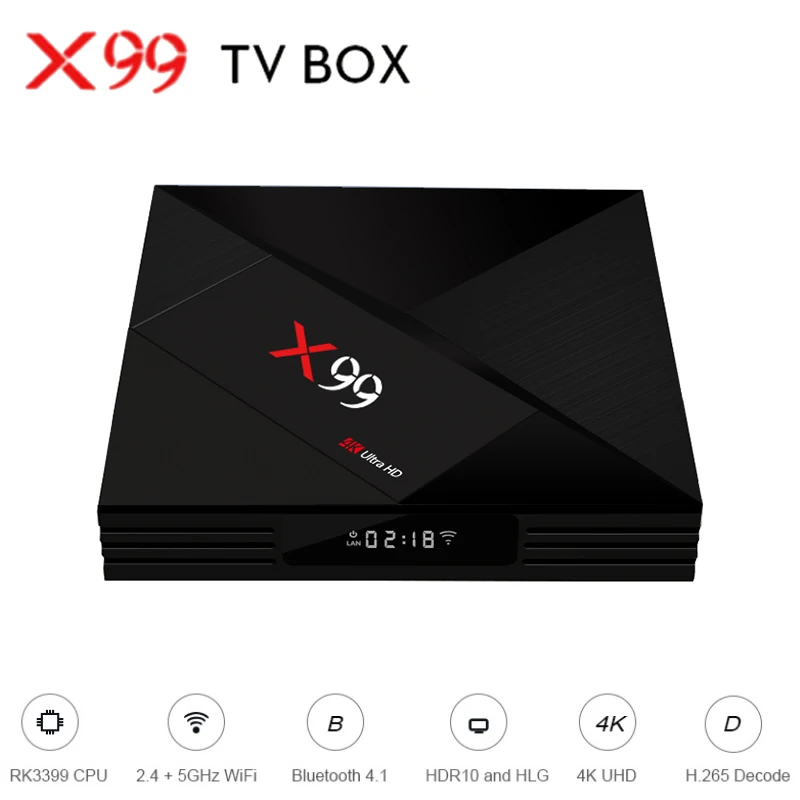 X99 ТВ коробка RK3399 Mali T860MP4 4 Гб Оперативная память 32 GB Встроенная Android 7 1 HDR10 2 4G + 5G AC WI