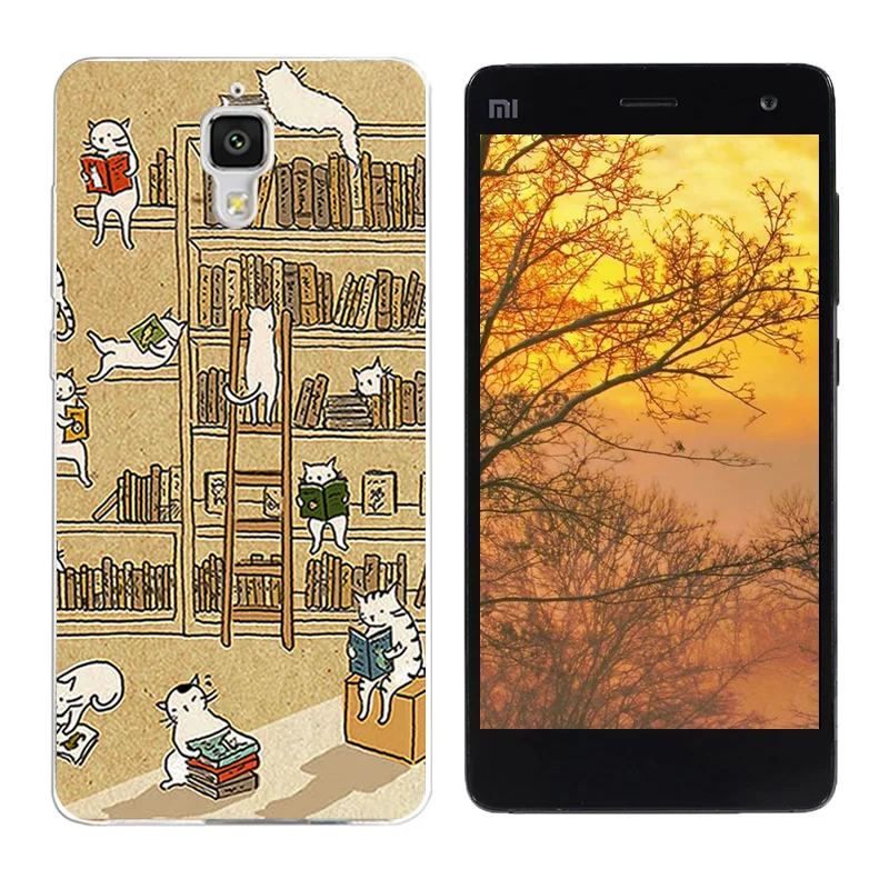 for Xiaomi Mi4 M4 Case Silicone Tpu Mi 4 Soft Back Black Cover Pine Printing Shell |