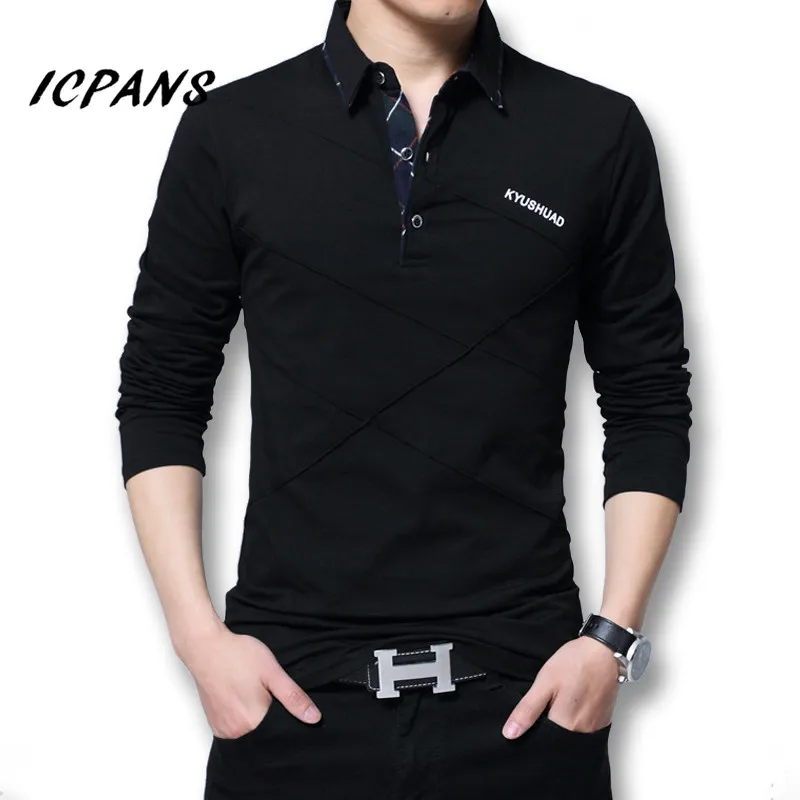 Рубашка поло Icpans мужская с длинным рукавом большого размера модель сезона весна