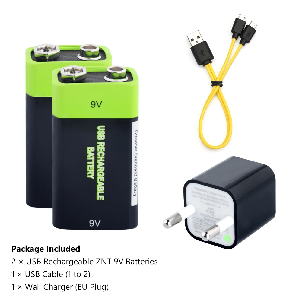 2pcs usb EU charger 2х перезаряжаемый литий-полимерный аккумулятор Lipo емкостью 400 мАч, 9 В, зарядное устройство USB, 9 вольт, 48x25,6x16,9 см, литий-полимерный аккумулятор с usb-кабелем - Цвет: 2pcs usb EU charger