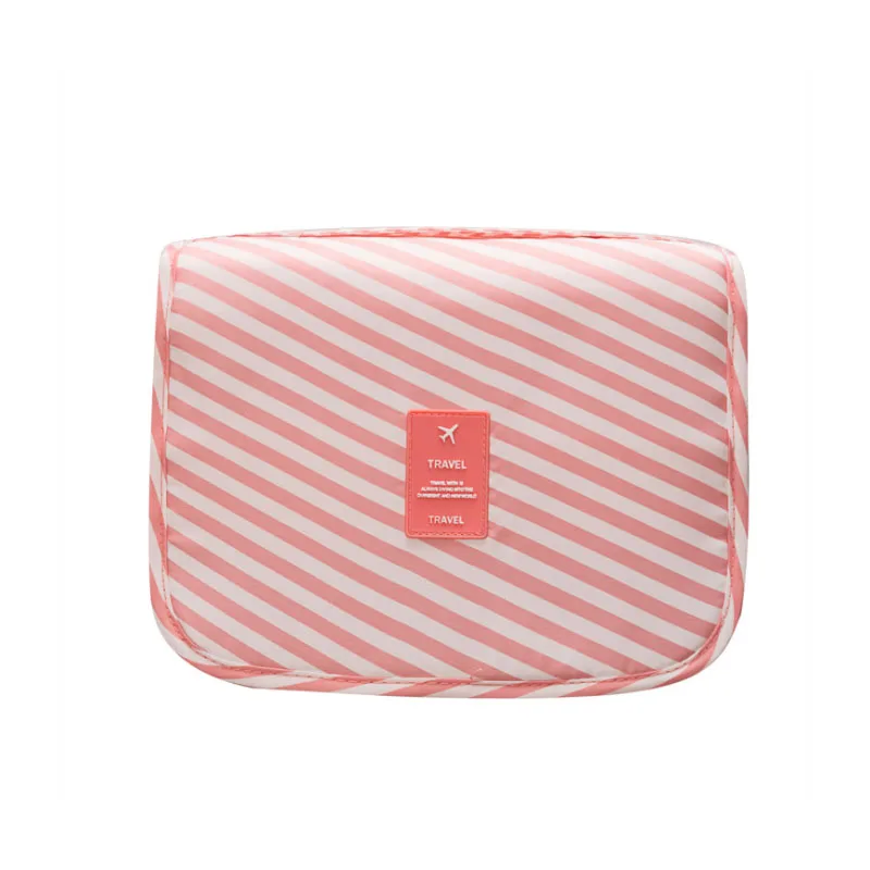 Pink stripe Amorvivi Новая дорожная сумка-Органайзер Унисекс Женская водонепроницаемая косметичка подвесная косметичка для поездок стиральные наборы туалетных принадлежностей сумка - Цвет: Pink stripe