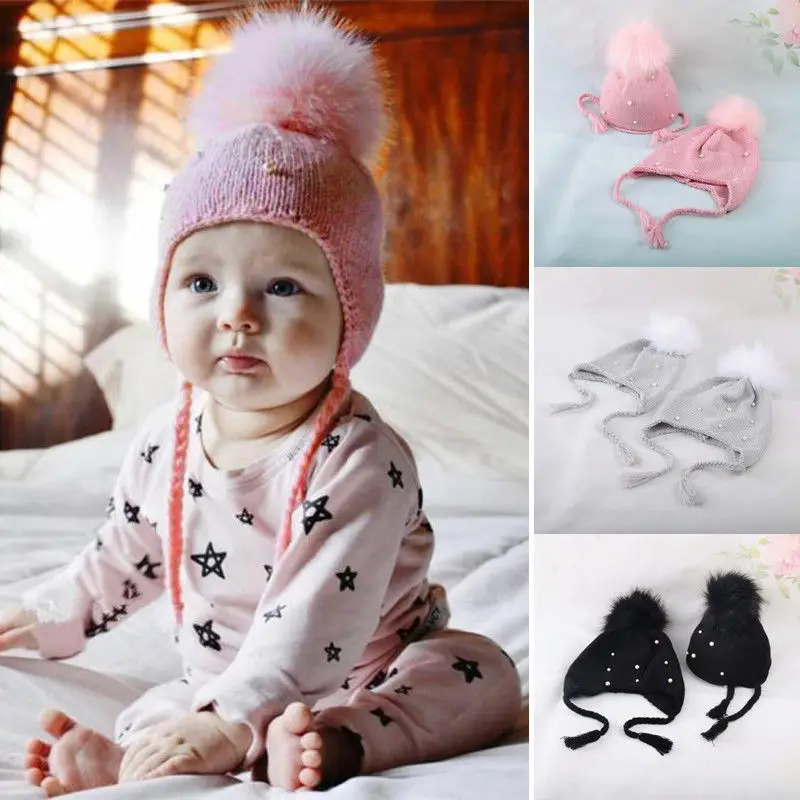 2017 Brand New Toddler Kids Girl Boy Baby Infant Winter Warm Pearl Crochet Knit Hat Beanie Cap 0-9T | Детская одежда и обувь