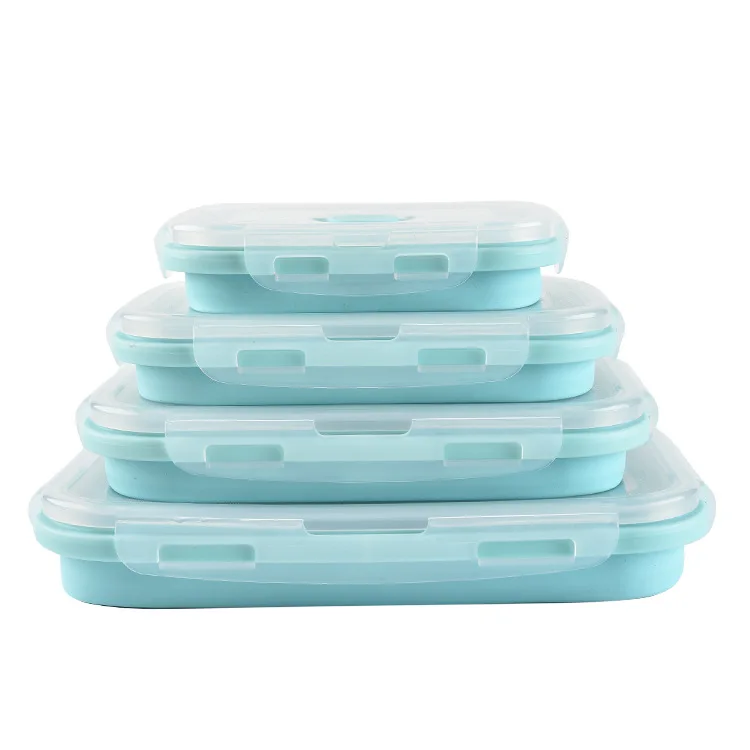 Синий Прогрессивный разборный Prep/Storage силиконовые чаши с крышками, кухонные контейнеры для хранения-набор из 4, для микроволновки для мытья в посудомоечной машине - Цвет: Синий