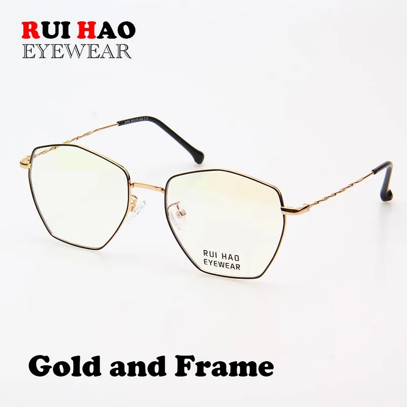 Gold and Black Полигональные очки оправа Новые оптические очки для отдыха дизайн по рецепту очки Rui Hao бренд 9170 - Цвет оправы: Gold and Black