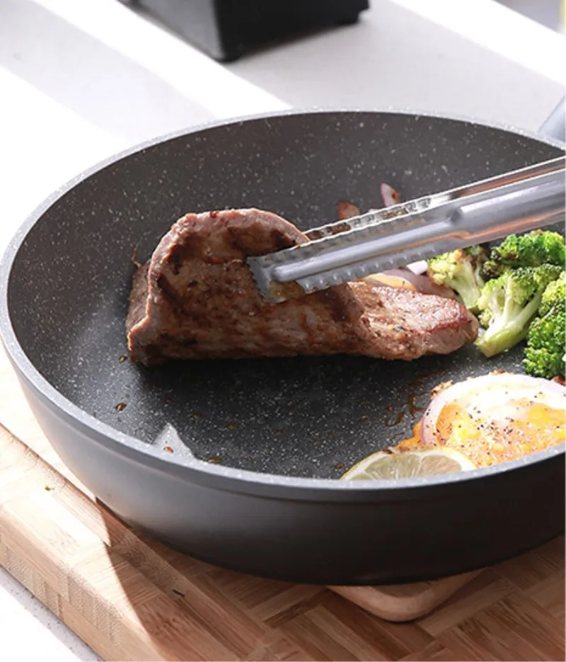Korean Marble Thick Deep Frying Pan Fried Steak Non-stick Cooker Stone Smokeless Pot Induction Universal Cooking Tool | Дом и сад