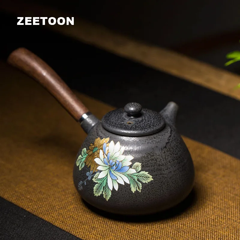 Фоточайник ручной росписи с золотыми линиями 260 мл|kung fu tea set|tea setjapanese ceramic teapot |
