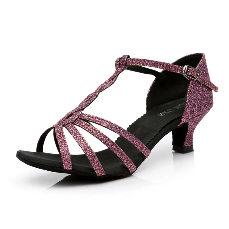 Purple 46mm Heel Танцевальные туфли Sun Lisa/женские танцевальные туфли на высоком каблуке для сальсы, танго, бальных танцевальных туфель для латиноамериканских танцев - Цвет: Purple 46mm Heel