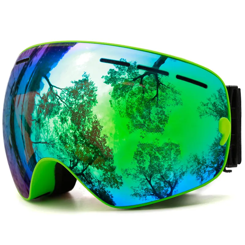 C3 Green Green Лыжные очки, JULI, бренд, двухслойные, UV400, защита от запотевания, лыжная маска, очки для катания на лыжах, мужчин, женщин, снежные спортивные очки для сноуборда - Цвет: C3 Green Green