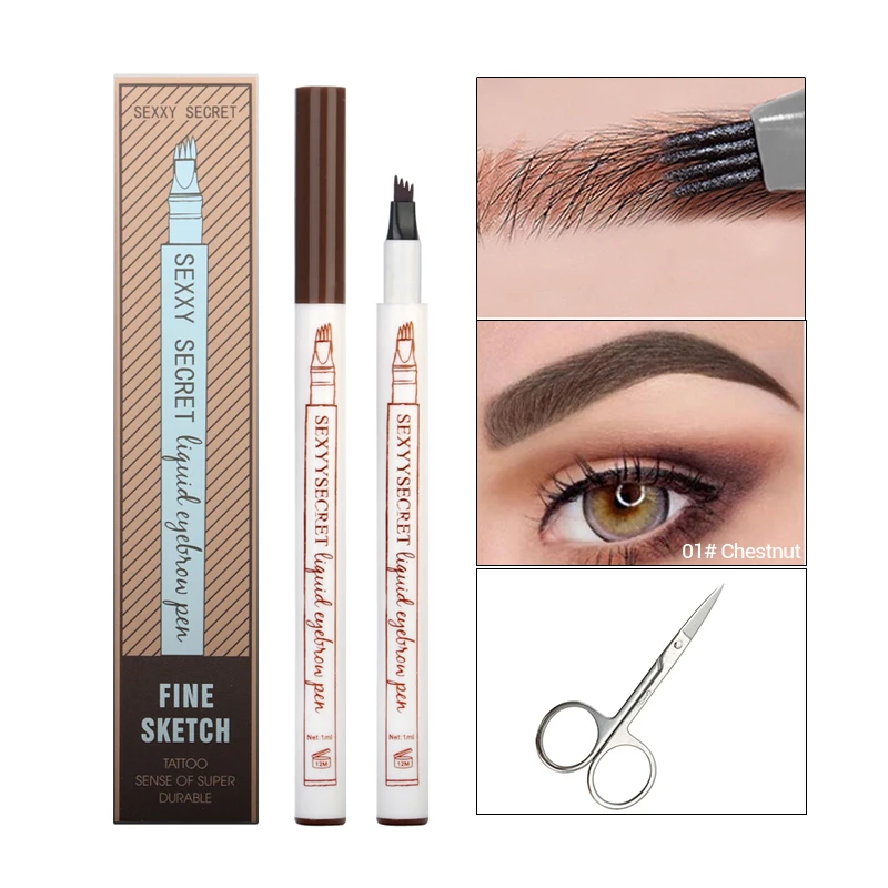 Бренд Microblading бровей Татуировка ручка водонепроницаемый вилка наконечник брови оттенок для бровей карандаш для бровей 3 цвета жидкий карандаш для бровей