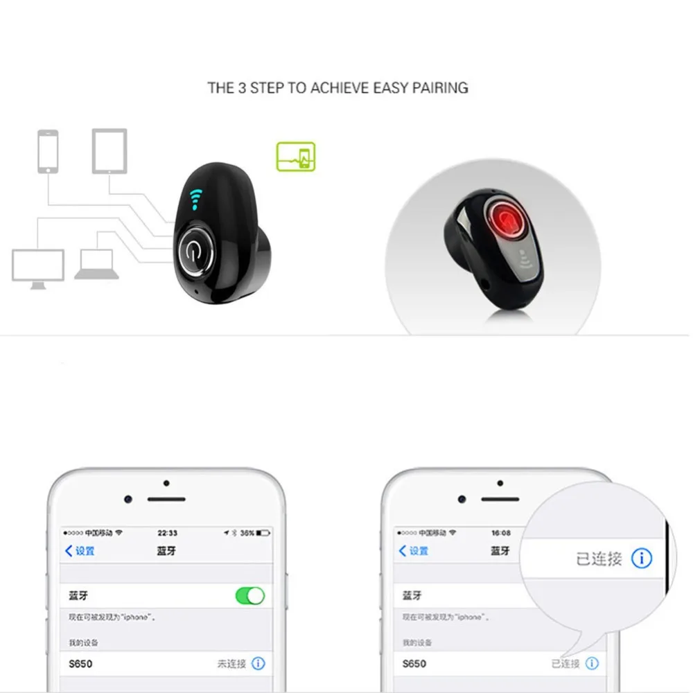 ECos Микро Мини Беспроводная гарнитура Bluetooth наушники для телефона маленькие стерео наушники скрытые невидимые наушники#291061