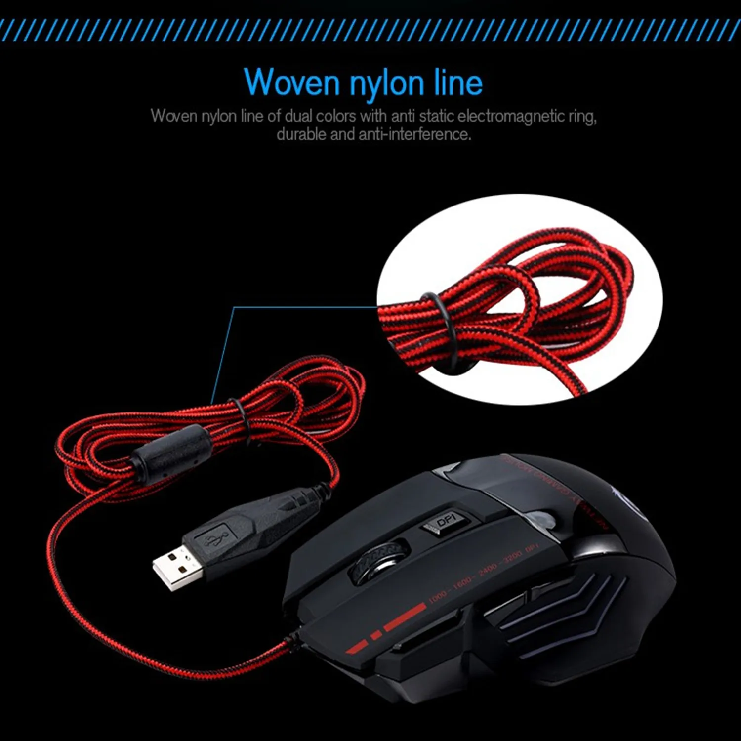 Rocketek 5500DPI Adjustable USB wired Ergonomic Mouse profession Gaming 7-color backlight for Desktop/Laptop/Home/office |