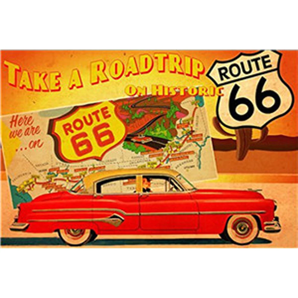 США винтажные металлические жестяные знаки Route 66 номер автомобиля номерной знак табличка Плакат Бар Клуб стены гаража украшение дома 30x20 см 1001 - Цвет: 1001(470)
