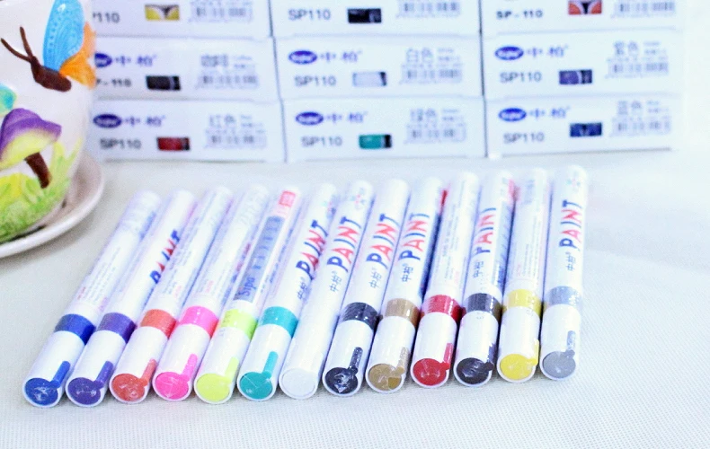 1 шт. офисный подарок прямая белая ручка для ремонта царапин в шинах|white paint pen|pen