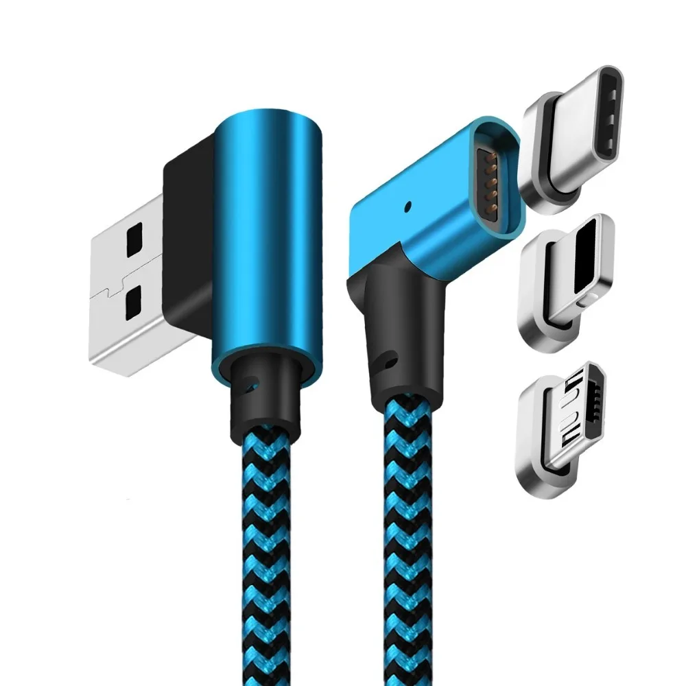 1/2/3 м 3in1 двойной локоть L-с застежкой на магните с Тип-C/IOS/микро USB Зарядное устройство кабель для передачи данных для Apple iPhone x, 6, 7, 8, для samsung S8 S7 S6