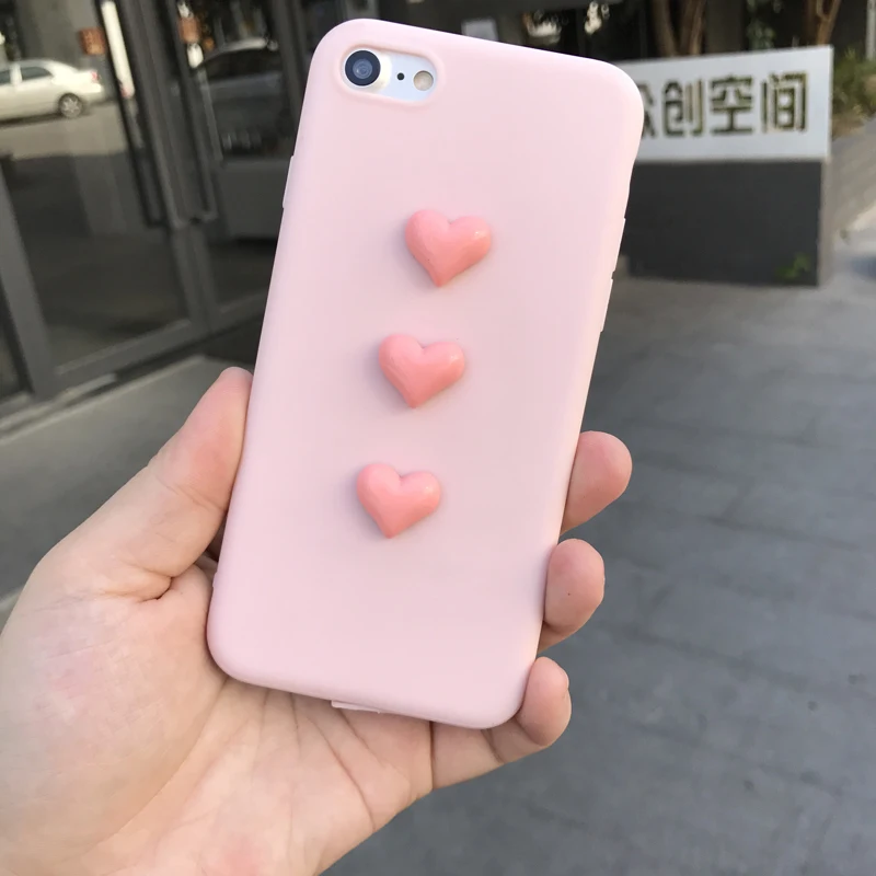 Case for Samsung galaxy S8 S7 edge S6 plus Note 8 J5 J510 J7 J710 3D pink lovely heart Cute soft TPU phone back cover |