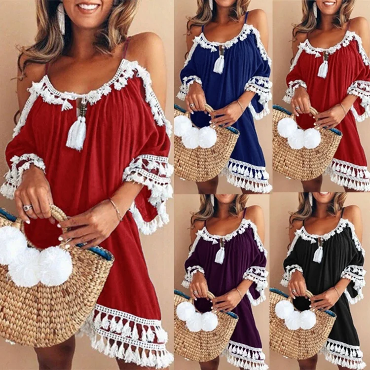 Женское платье на бретельках ZOGGA однотонное черного красного темно-синего или