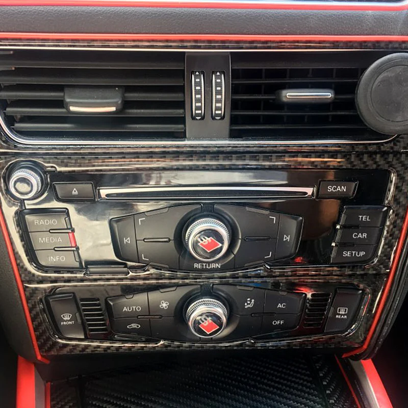 Внутренняя Панель управления CD из углеродного волокна отделка для Audi A4 B8 A5 рамка