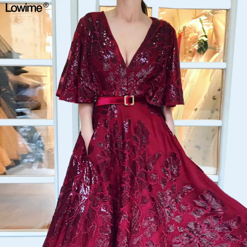 Женское вечернее платье длинное ТРАПЕЦИЕВИДНОЕ ПЛАТЬЕ С V-образным вырезом и