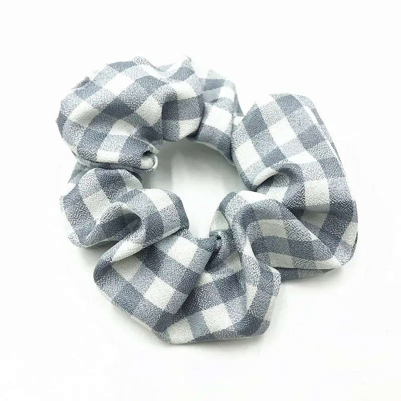 1 шт. хорошего Количество в мелкую клетку Scrunchies хлопковая клетчатая рубашка с