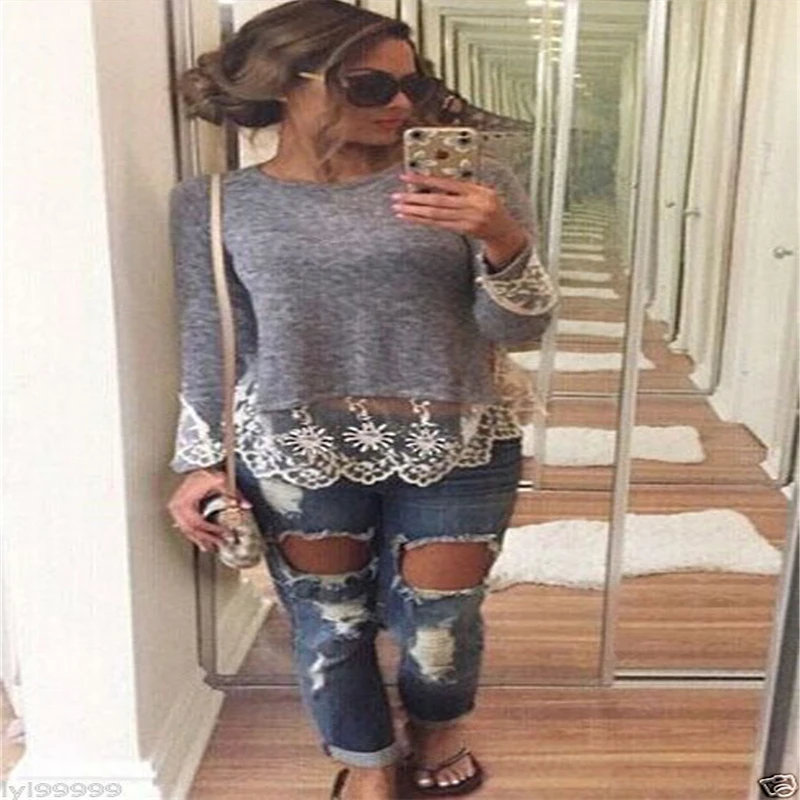 Женская кружевная блузка в стиле пэчворк повседневная элегантная офисная с