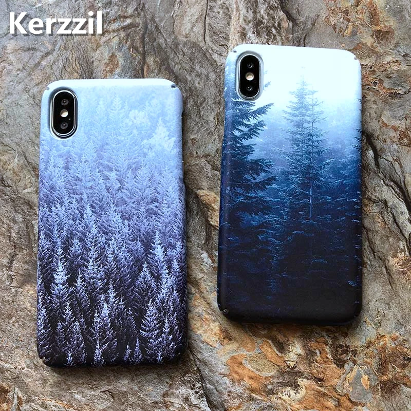 Kerzzil Винтажный чехол для телефона с принтом горы леса облака iphone X 7 Plus iPhone 6 6s 8