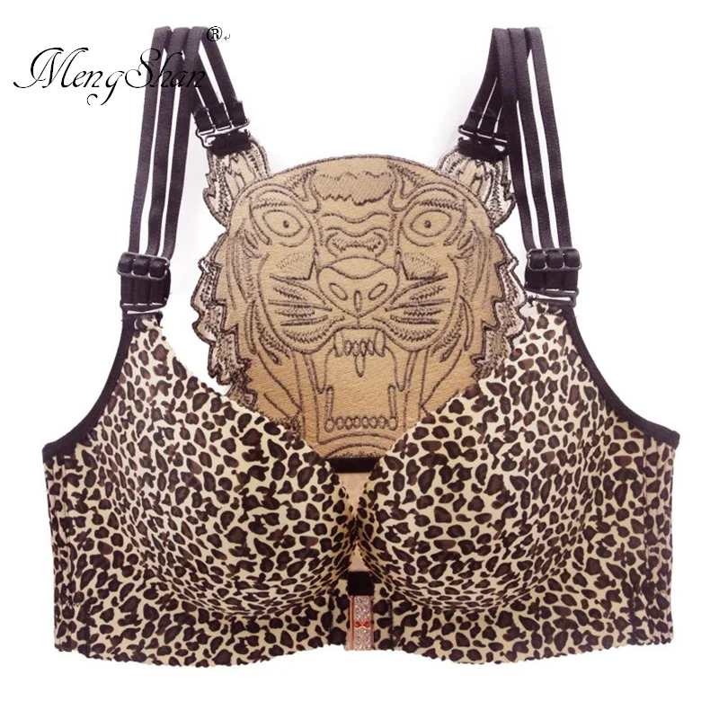 

Leopard-print bra Sexy thin front buckle Ultra-thin and beautiful backs gather together Side contraction Waist pants plus size