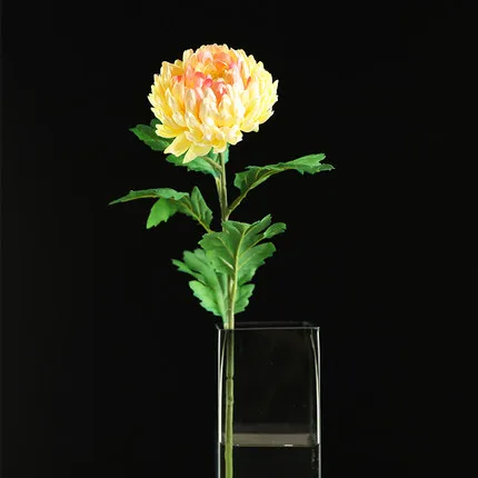 light yellow Xuanxiaotong 10 шт./компл. 60 см Хризантема шелковые искусственные цветы для дома дешевые Семья предложены файлы Гербер цветы вечерние украшения - Цвет: light yellow