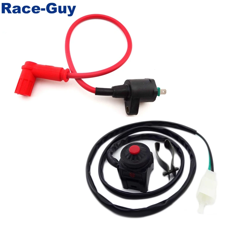 Красная катушка зажигания + черная ручка выключатель для 50cc 70cc 90cc 110cc 125cc 140cc 150cc 160cc