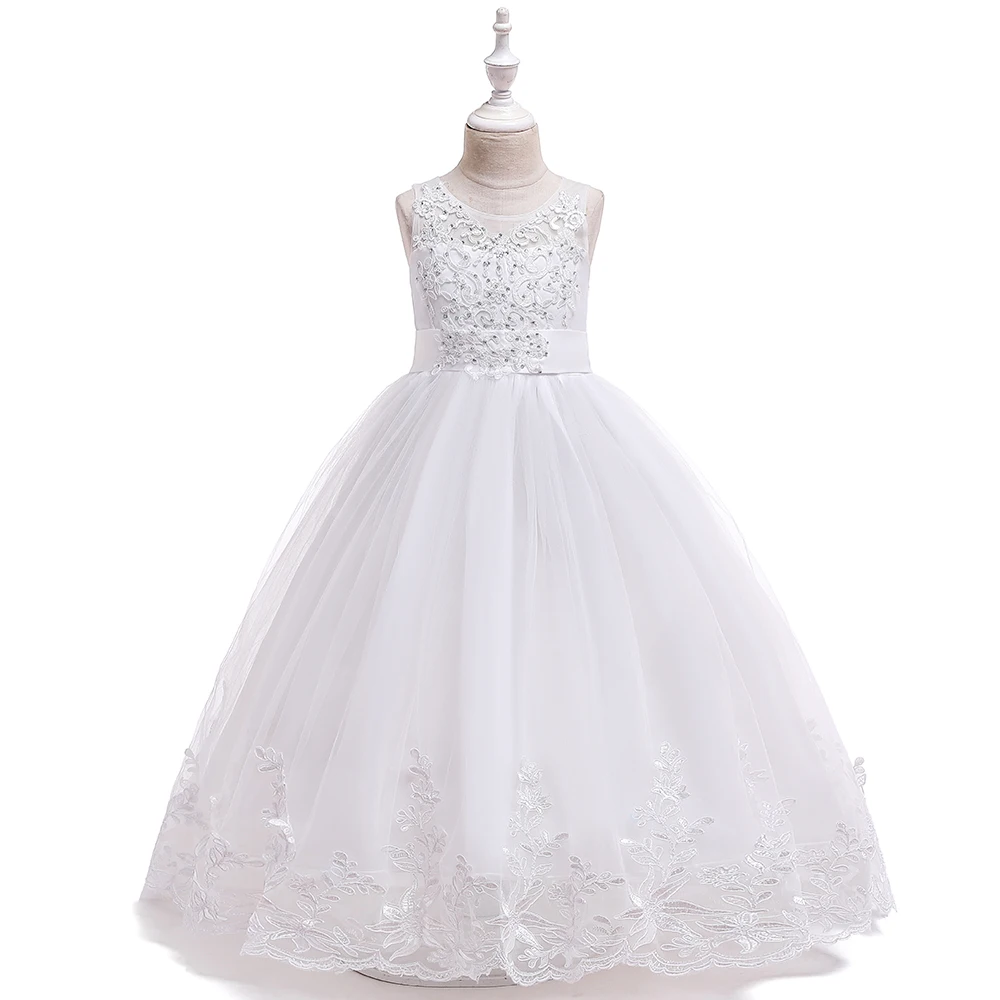 White First Communion Dress for Girl Tail Tutu Teen Chirldren's Princess Wedding Long Party Evening Dresses LP-231 | Детская одежда