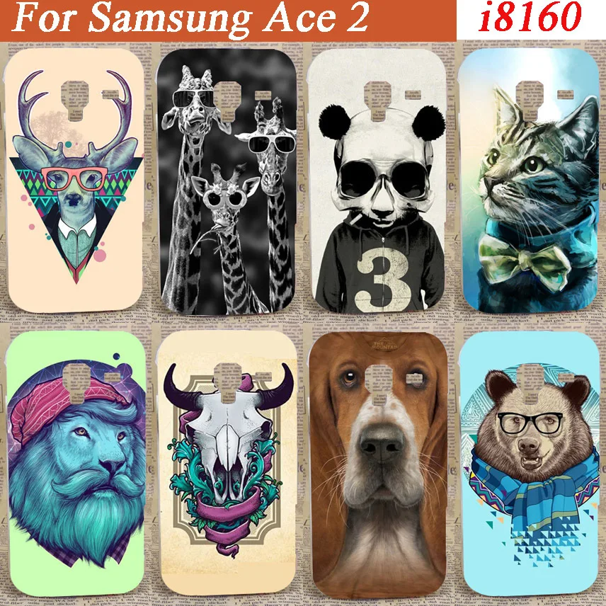 Горячая продажа diy тигр лев медведь собака чехол цветной forsmausng ace 2 i8160 Бесплатная