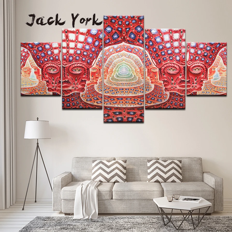 Картина на холсте Алекс психоделическая футболка искусство 5 шт. настенная