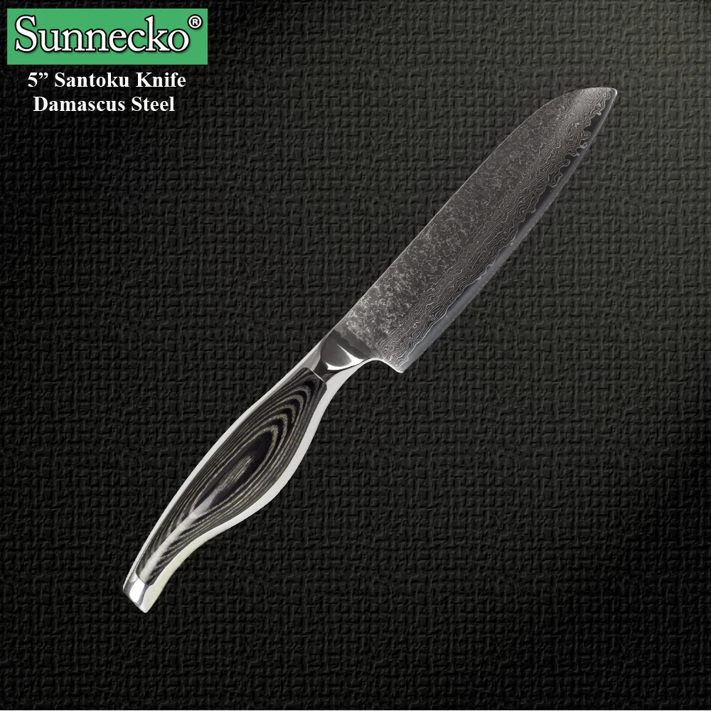 SUNNECKO 5 &quotдюймов Santoku шеф повар Ножи Кухня ножи японский Дамаск VG10 Сталь острое
