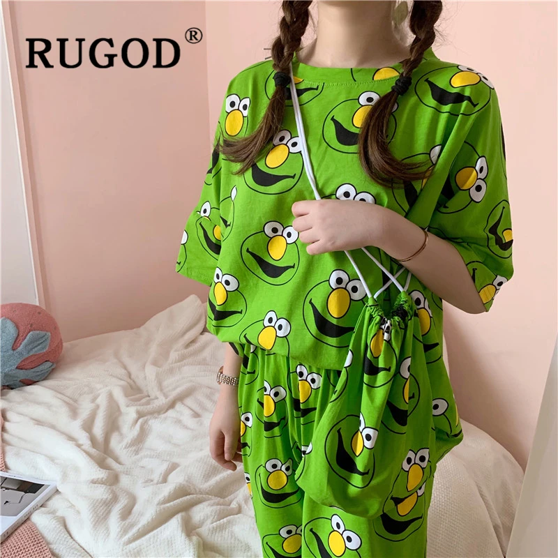 RUGOD новая разноцветная Пижама Женская Корейская шикарная Милая с круглым вырезом