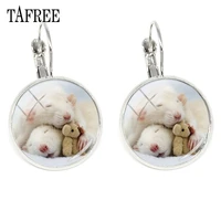 tafree brand cute sleeping hamster clip earrings new novelty animal clip on earrings best friends gifts for women jewelry qf515