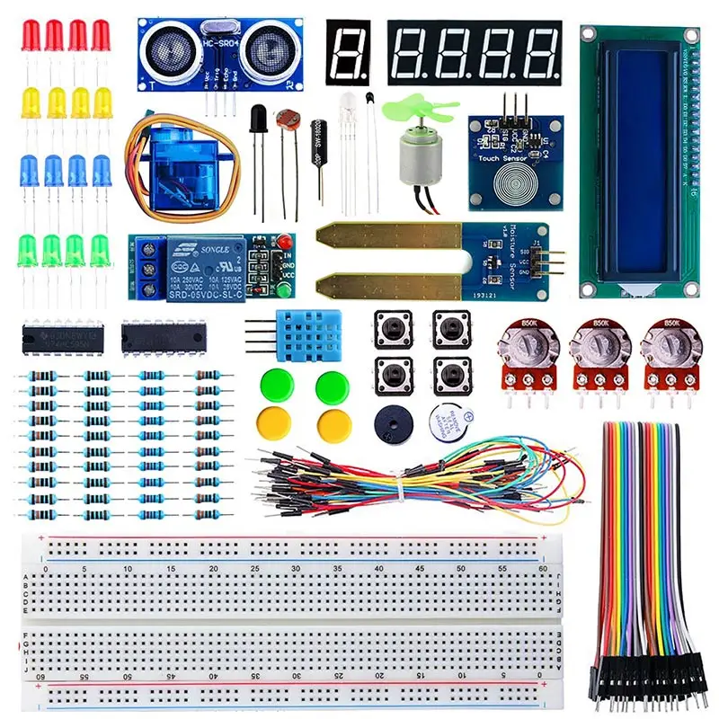 Электронный стартовый набор для Arduino начинающих студентов, детей, датчик дисплея, провода двигателя постоянного тока, электронные DIY 24 урока с розничной коробкой