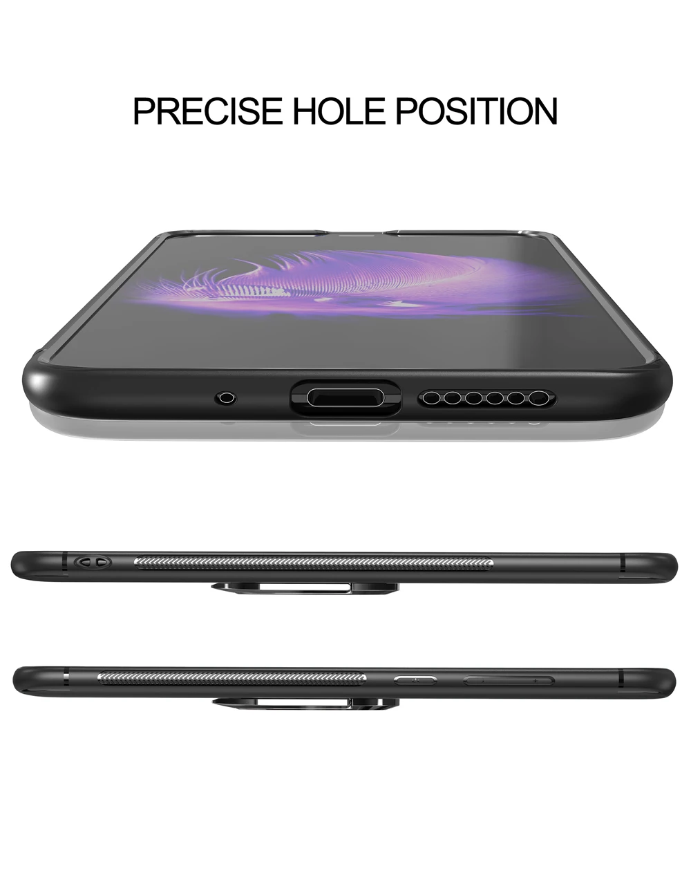 Black Skin For Huawei Mate 10 9 Pro Luxury Hybrid Magnetic Kickstand Ring Holder Case Cover |
