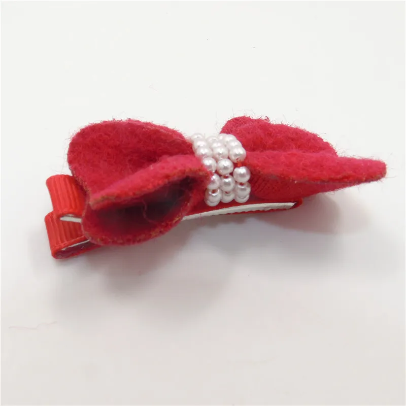 20 шт./лот заколки для волос с красным бантом двухслойные осенние жемчужинами