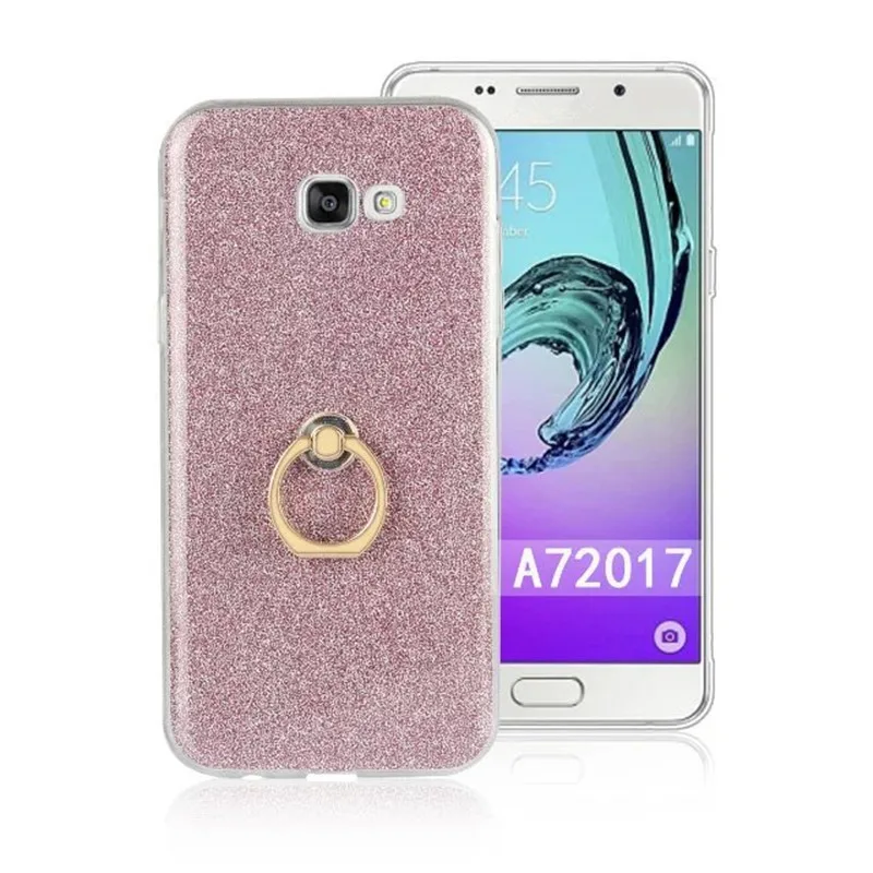Блестящий Мягкий чехол для телефона из ТПУ с кольцом на палец Samsung Galaxy A3 A5 A7 2017/A320