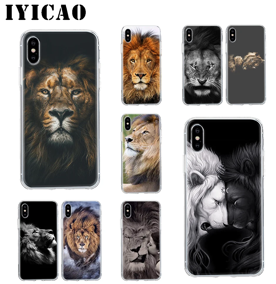IYICAO животные Лев жесткий чехол оболочка для iPhone 4 4S 5 5S Se 6 7 7plus 8 8Plus X XS MAX XR 6s Plus 11 pro max