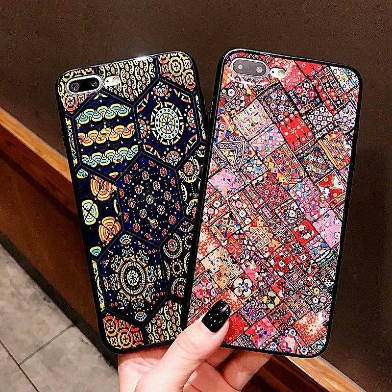 Gold Foil Geometry Phone Cases For iPhone 8 Case 6 7 Plus Glitter Back Cover X Xs Max XR TPU Rubber Gel Coque |
