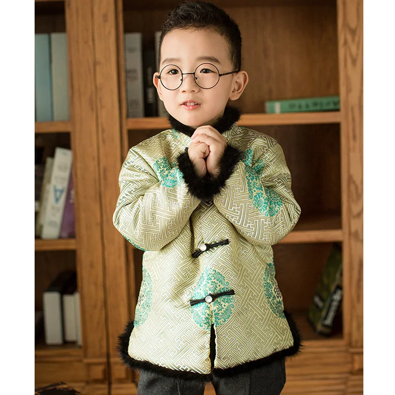 Китайская традиционная Новогодняя одежда для мальчиков комплекты детской