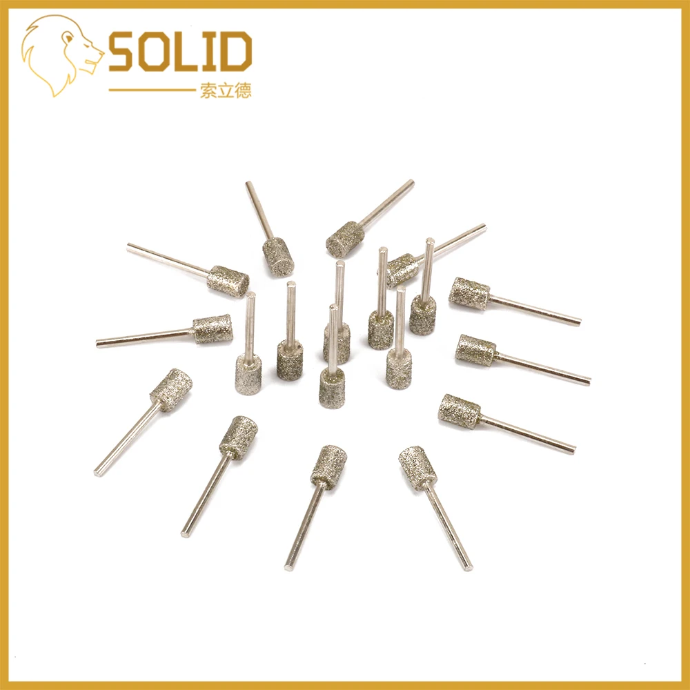 

Diamond Grinding Head Shank 3mm Cylinder Mounted Points Bit Jade Stone Carving Polishing for Rotary Tool Metalworking 20Pcs