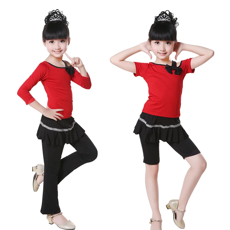 Для девочек платье с открытыми плечами и бантом латинских танцев неровным краем