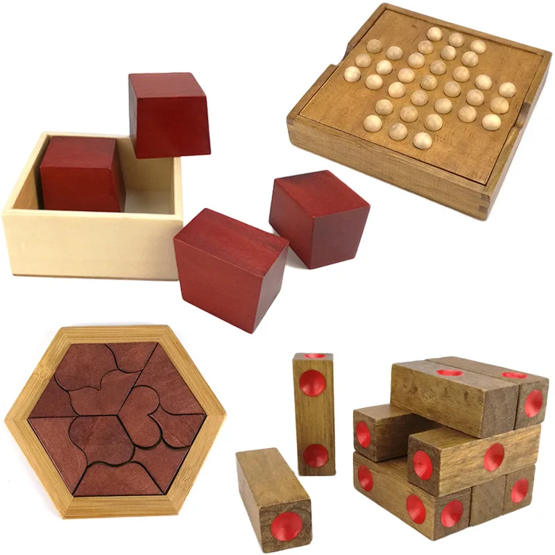 Деревянная 3D головоломка для детей и взрослых, Древняя китайская настольная игра, Классическая логика, интеллектуальная игра, игрушки для д...